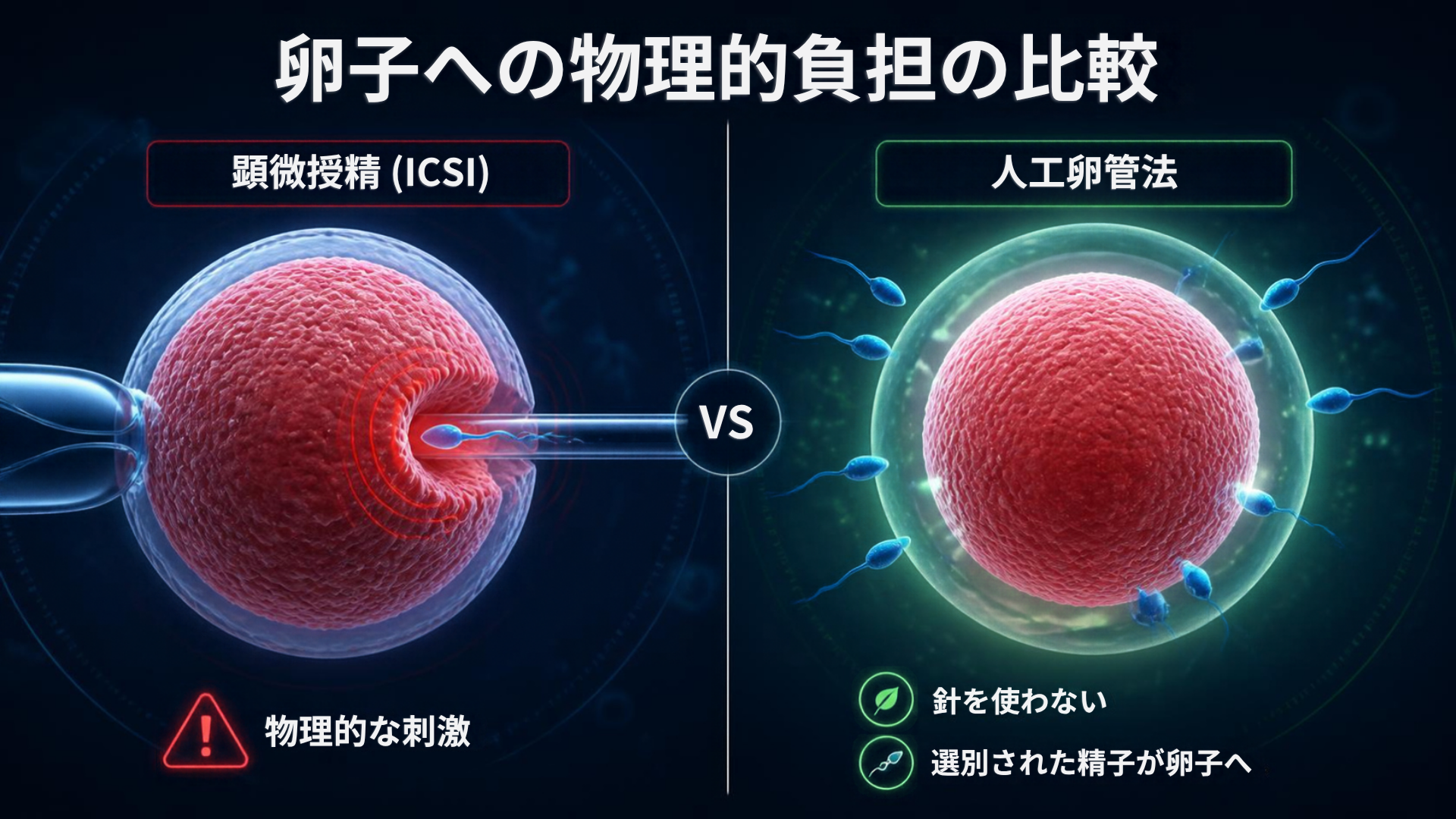 人工卵管法と顕微授精の卵子への負担の違い